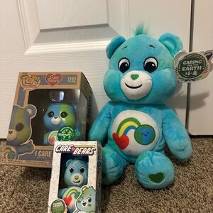 Care Bears "I Care Bear" Plush Toy Lot - Teal